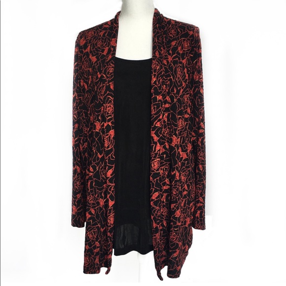 JM Collection Tops - JM Collection Poinsettia 2 Layer Plus Size